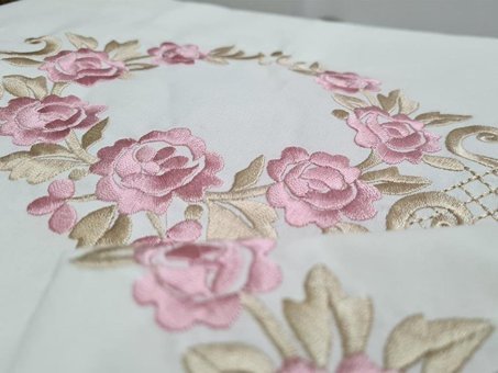 Çeyiz Diyarı Pamuk Kışlık 200 x 220 cm Etnik Çift Kişilik Nevresim Takımı Krem