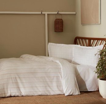 Karaca Home Pamuk Dört Mevsim 200 x 220 cm Çizgili Çift Kişilik Nevresim Takımı Bej