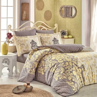 Hobby Pamuk Dört Mevsim 200 x 220 cm Çizgili Çift Kişilik Nevresim Takımı Antrasit