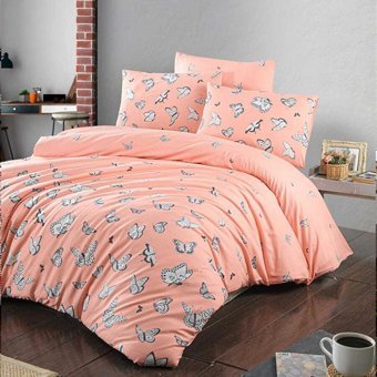 T.Concept Pamuk Polyester Dört Mevsim 200 x 220 cm Hayvan Çift Kişilik Nevresim Takımı Somon