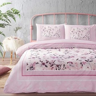 Nevresim Dünyası Ranforce Kışlık 200 x 220 cm Çiçekli Çift Kişilik Nevresim Takımı Pembe
