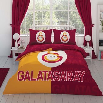 Taç Pamuk Dört Mevsim 200 x 220 cm Lastikli Taraftar Çift Kişilik Nevresim Takımı Kırmızı Sarı