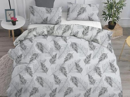 Çeyiz Diyarı Ranforce Dört Mevsim 195 x 220 cm Yaprak Çift Kişilik Nevresim Takımı Gri