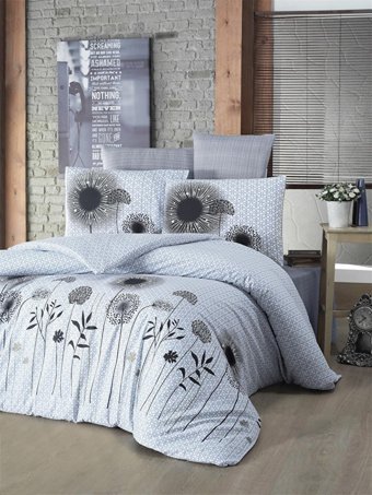 Komfort Home Pamuk Polyester 200 x 220 cm Çiçekli Çift Kişilik Nevresim Takımı Beyaz Siyah