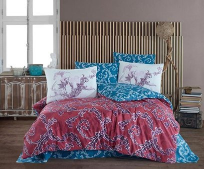 Nevresim Dünyası Ranforce Dört Mevsim 200 x 220 cm Desenli Çift Kişilik Nevresim Takımı Kırmızı