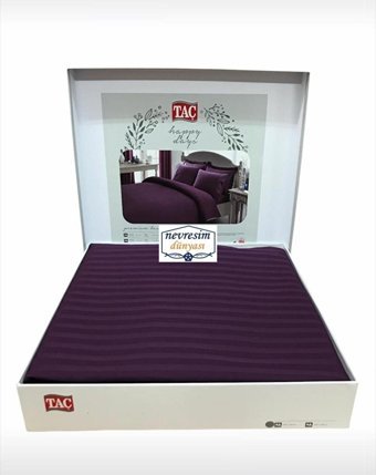 Nevresim Dünyası Saten Dört Mevsim 200 x 220 cm Düz Çift Kişilik Nevresim Takımı Mor