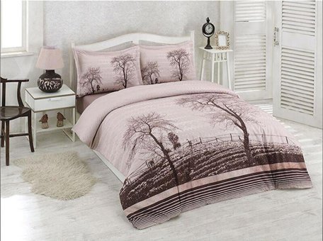Özdilek Pamuk Kışlık 200 x 220 cm Lastikli Ağaç Çift Kişilik Nevresim Takımı Kahverengi