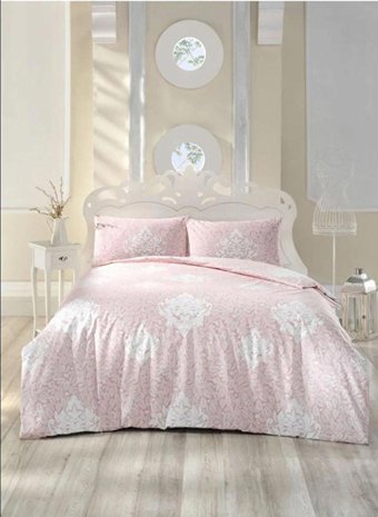 Altınbaşak Pamuk Dört Mevsim 200 x 220 cm Etnik Çift Kişilik Nevresim Takımı Pembe