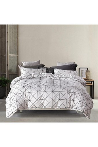 Mulberry Kışlık 200 x 220 cm Çizgili Çift Kişilik Nevresim Takımı Beyaz