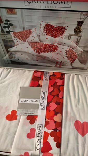 Çapa Home Kışlık 200 x 220 cm Kalp Çift Kişilik Nevresim Takımı Beyaz