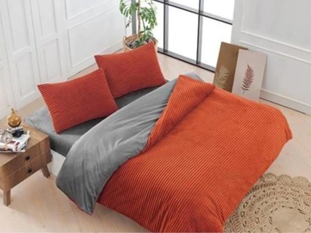 Çeyiz Diyarı Pamuk Dört Mevsim 200 x 220 cm Çizgili Çift Kişilik Nevresim Takımı Bej