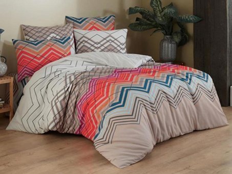Çeyiz Diyarı Ranforce Dört Mevsim 195 x 220 cm Zikzak Çift Kişilik Nevresim Takımı Çok Renkli