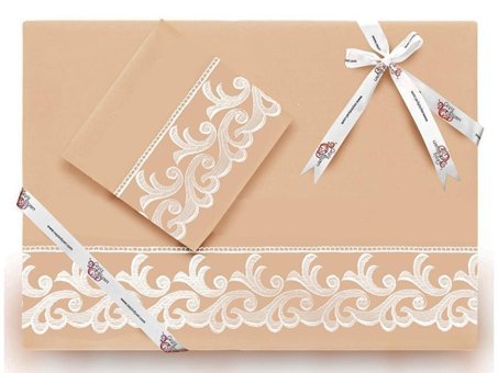 Çeyiz Diyarı Pamuk Dört Mevsim 200 x 225 cm Güpür Çift Kişilik Nevresim Takımı Açık Kahverengi