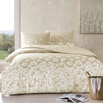 Taç Ranforce Dört Mevsim 180 x 220 cm Çiçekli Çift Kişilik Nevresim Takımı Bej
