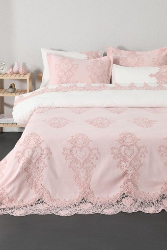 Favora Pamuk Polyester Dört Mevsim 200 x 220 cm Etnik Çift Kişilik Nevresim Takımı Pudra