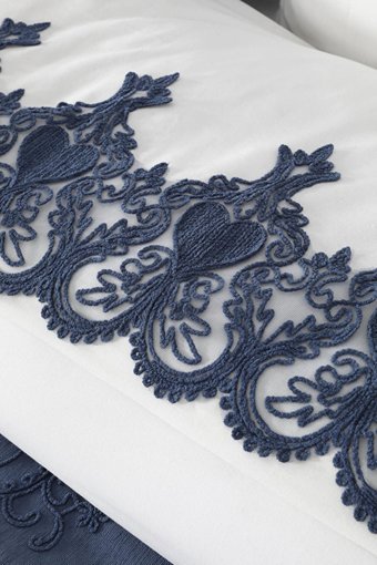 Favora Pamuk Polyester Dört Mevsim 200 x 220 cm Etnik Çift Kişilik Nevresim Takımı Lacivert