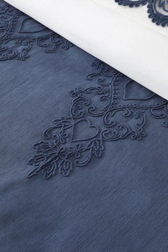 Favora Pamuk Polyester Dört Mevsim 200 x 220 cm Etnik Çift Kişilik Nevresim Takımı Lacivert