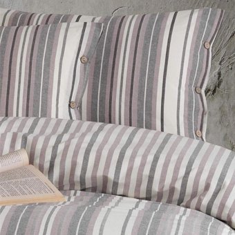 Clasy Pamuk Dört Mevsim 200 x 220 cm Çizgili Çift Kişilik Nevresim Takımı Lila