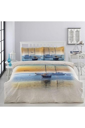 Özdilek Pamuk Kışlık 200 x 220 cm Manzara Çift Kişilik Nevresim Takımı Bej