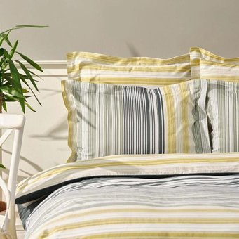 Karaca Home Pamuk Saten Dört Mevsim 200 x 220 cm Çizgili Çift Kişilik Nevresim Takımı Yeşil