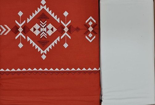 Özdilek Pamuk Kışlık 200 x 220 cm Etnik Çift Kişilik Nevresim Takımı Kiremit