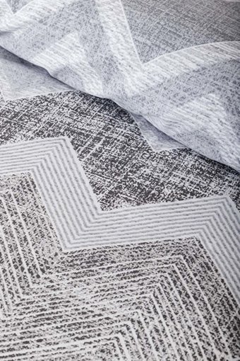 Depomaxx Pamuk Polyester Dört Mevsim 200 x 220 cm Geometrik Çift Kişilik Nevresim Takımı Gri