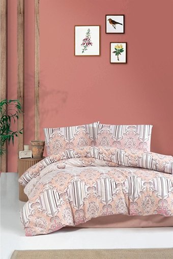 Mulberry Pamuk Dört Mevsim 200 x 220 cm Etnik Çift Kişilik Nevresim Takımı Kiremit