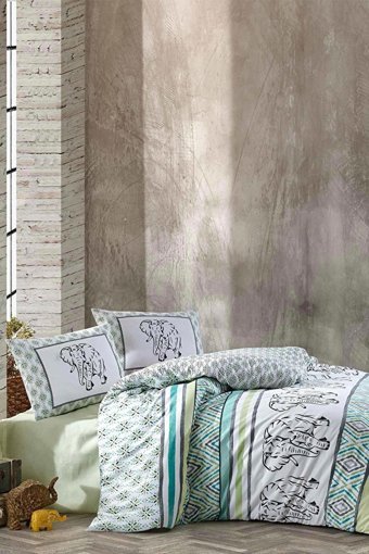 Elart Pamuk Kışlık 200 x 220 cm Filli Çift Kişilik Nevresim Takımı Çok Renkli
