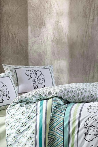 Elart Pamuk Kışlık 200 x 220 cm Filli Çift Kişilik Nevresim Takımı Çok Renkli