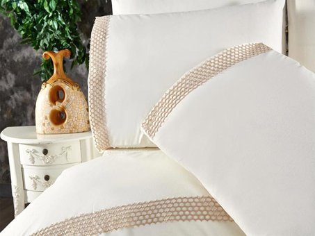 Çeyiz Diyarı Pamuk Dört Mevsim 200 x 220 cm Düz Çift Kişilik Nevresim Takımı Bej Krem