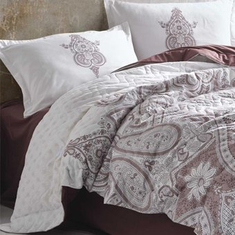 Clasy Pamuk Dört Mevsim 200 x 220 cm Şal Desen Çift Kişilik Nevresim Takımı Kahverengi