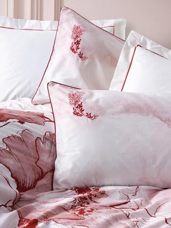 Nevresim Dünyası Saten Dört Mevsim 200 x 220 cm Çiçekli Çift Kişilik Nevresim Takımı Kırmızı