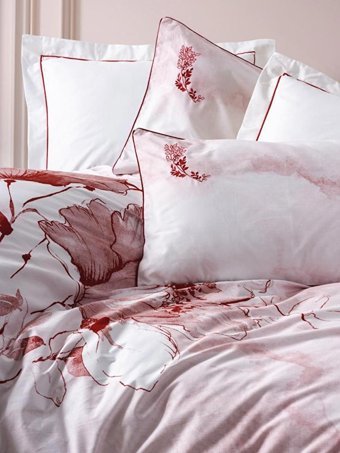 Nevresim Dünyası Saten Dört Mevsim 200 x 220 cm Çiçekli Çift Kişilik Nevresim Takımı Kırmızı