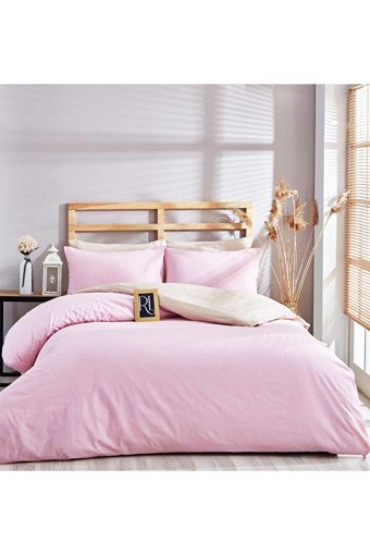 Mira Home Pamuk Dört Mevsim 200 x 220 cm Çift Taraflı Çift Kişilik Nevresim Takımı Bej Pembe