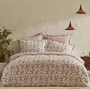 Karaca Home Pamuk Dört Mevsim 200 x 220 cm Çiçekli Çift Kişilik Nevresim Takımı Bordo