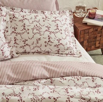 Karaca Home Pamuk Dört Mevsim 200 x 220 cm Çiçekli Çift Kişilik Nevresim Takımı Bordo