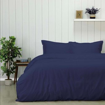 Taç Saten Dört Mevsim 200 x 220 cm Düz Çift Kişilik Nevresim Takımı Mavi