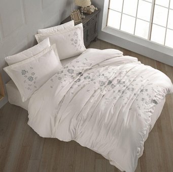 Hobby Pamuk Kışlık 200 x 220 cm Çiçekli Çift Kişilik Nevresim Takımı Krem