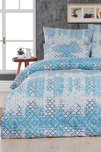 Mislina Home Dört Mevsim 200 x 220 cm Mykonos Çift Kişilik Nevresim Takımı Mavi