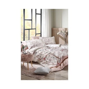 Özdilek Pamuk Kışlık 200 x 220 cm Lastikli Ağaç Çiçek Çift Kişilik Nevresim Takımı Pudra