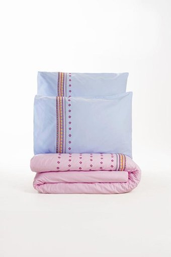 Cotton Box Ranforce Dört Mevsim 200 x 220 cm Modern Çift Kişilik Nevresim Takımı Mavi Pembe