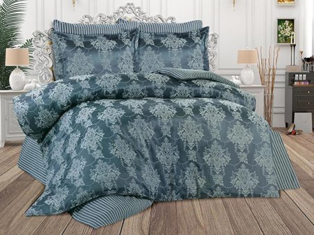 Çeyiz Diyarı Pamuk Dört Mevsim 200 x 220 cm Desenli Çift Kişilik Nevresim Takımı Gri