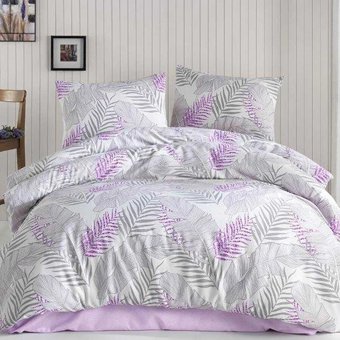 T.Concept Pamuk Polyester Dört Mevsim 200 x 220 cm Yaprak Çift Kişilik Nevresim Takımı Mor