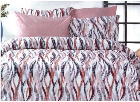 Romans Pamuk Dört Mevsim 200 x 220 cm Dalgalı Çift Kişilik Nevresim Takımı Kırmızı