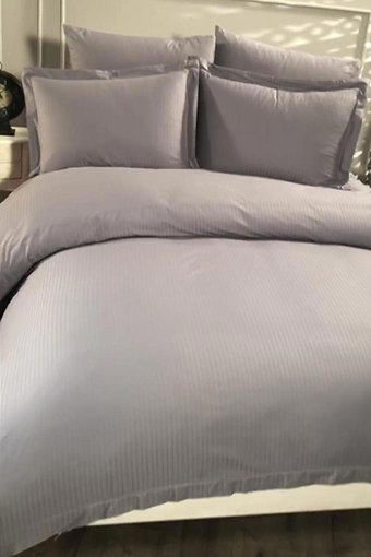 Çeyiz Diyarı Kışlık 200 x 220 cm Çizgili Çift Kişilik Nevresim Takımı Gri