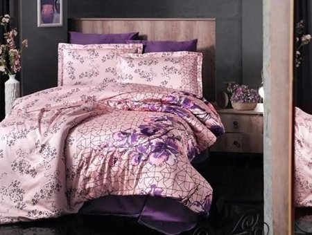 Altınbaşak Pamuk Saten Dört Mevsim 200 x 220 cm Çiçekli Çift Kişilik Nevresim Takımı Pembe