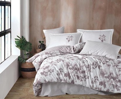 Clasy Ranforce Dört Mevsim 200 x 220 cm Çiçekli Çift Kişilik Nevresim Takımı Kahverengi