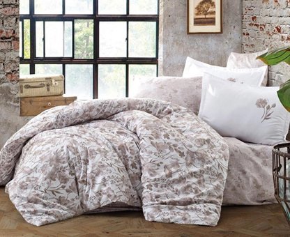 Clasy Pamuk Saten Kışlık 200 x 220 cm Modern Çift Kişilik Nevresim Takımı Bej