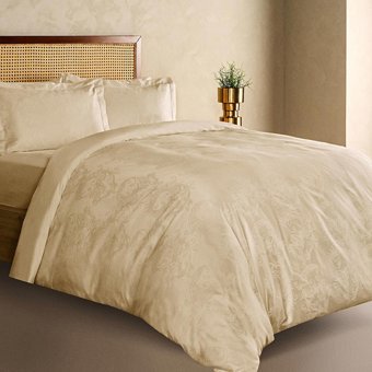 Marie Claire Pamuk Dört Mevsim 200 x 220 cm Yaprak Çift Kişilik Nevresim Takımı Bej
