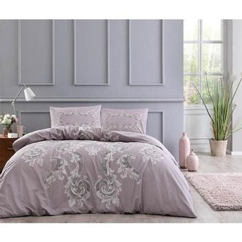 Taç Ranforce Dört Mevsim 200 x 220 cm Lastikli Modern Çift Kişilik Nevresim Takımı Lila